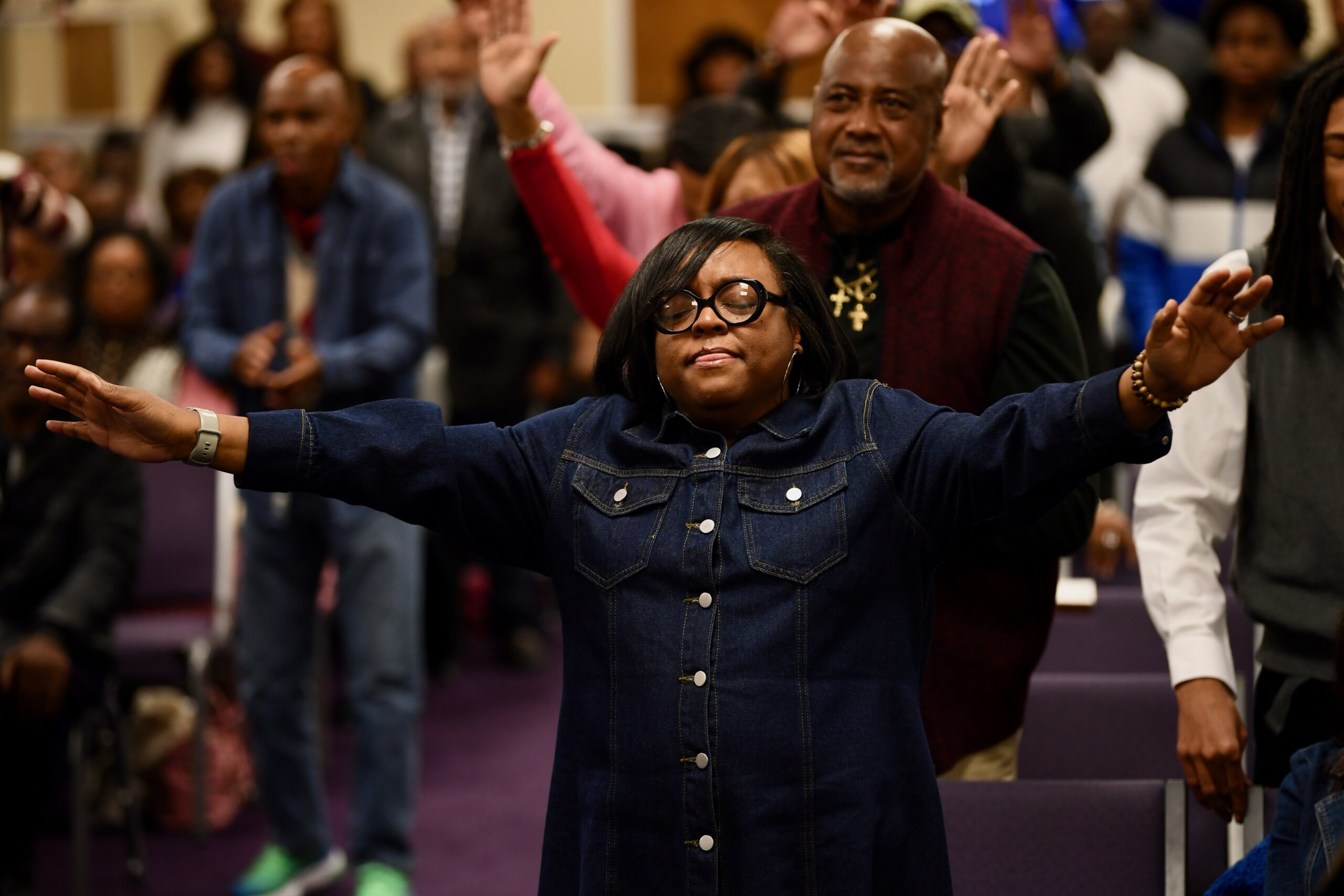 New Life Church congregation during worship service